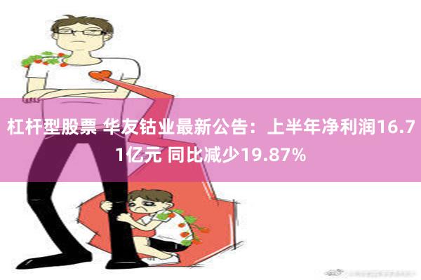 杠杆型股票 华友钴业最新公告：上半年净利润16.71亿元 同比减少19.87%